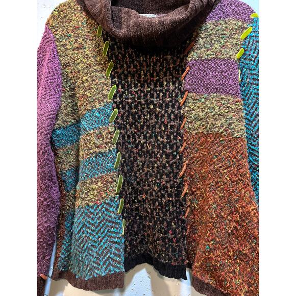 Curio women’s multi color knit turtleneck sweater size XL - Picture 4 of 9